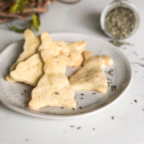 Lemon Lavender Shortbread Bunnies on Plate