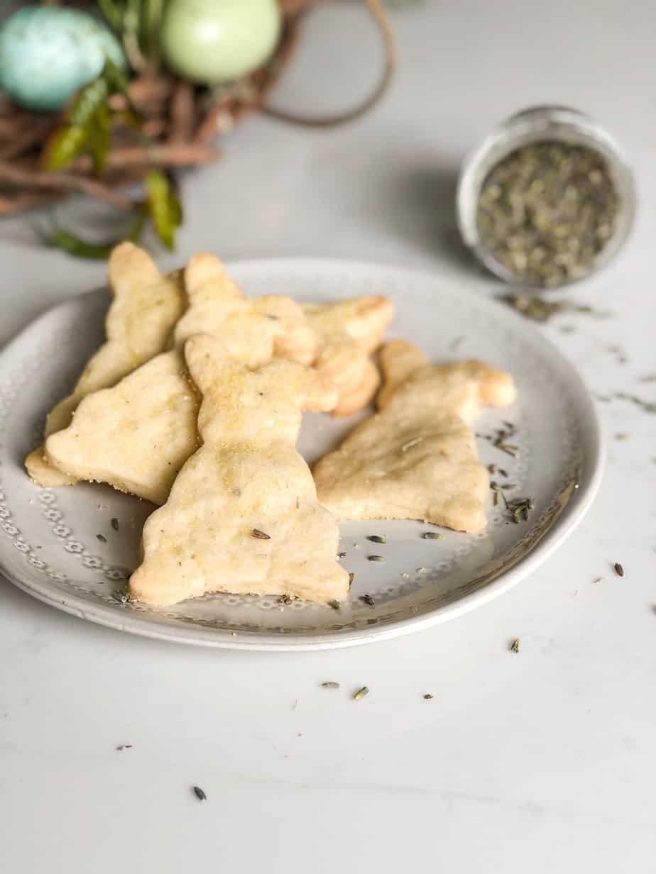 Lemon Lavender Shortbread Cookies on Plate