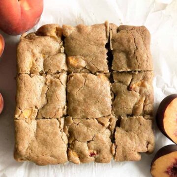 Pan of Brown Butter Peach Blondies