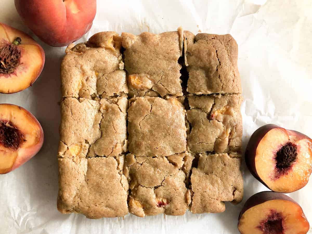 Pan of Brown Butter Peach Blondies
