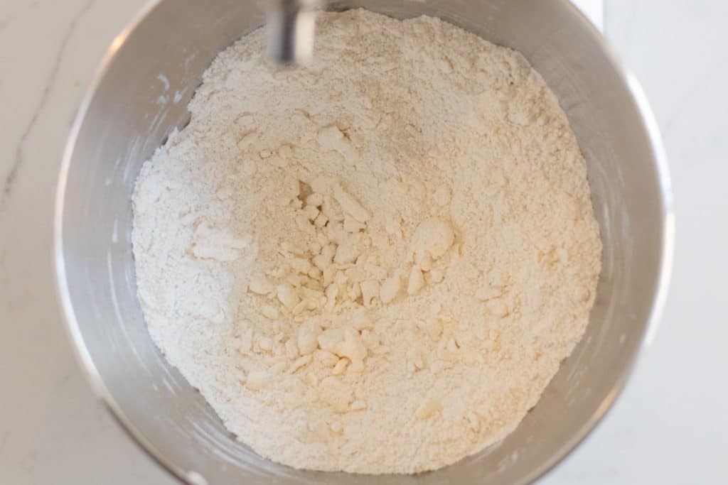 Butter incorporated into lavender scone dough