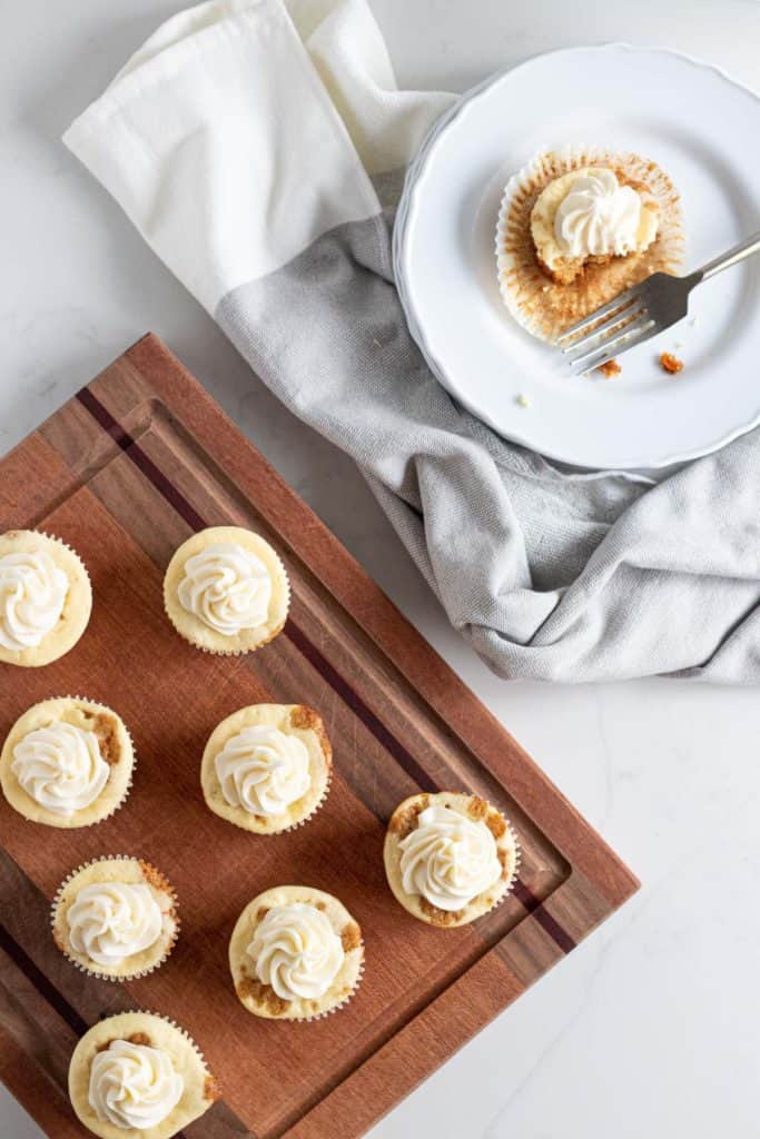 top view of carrot cake cheesecake cupcakes