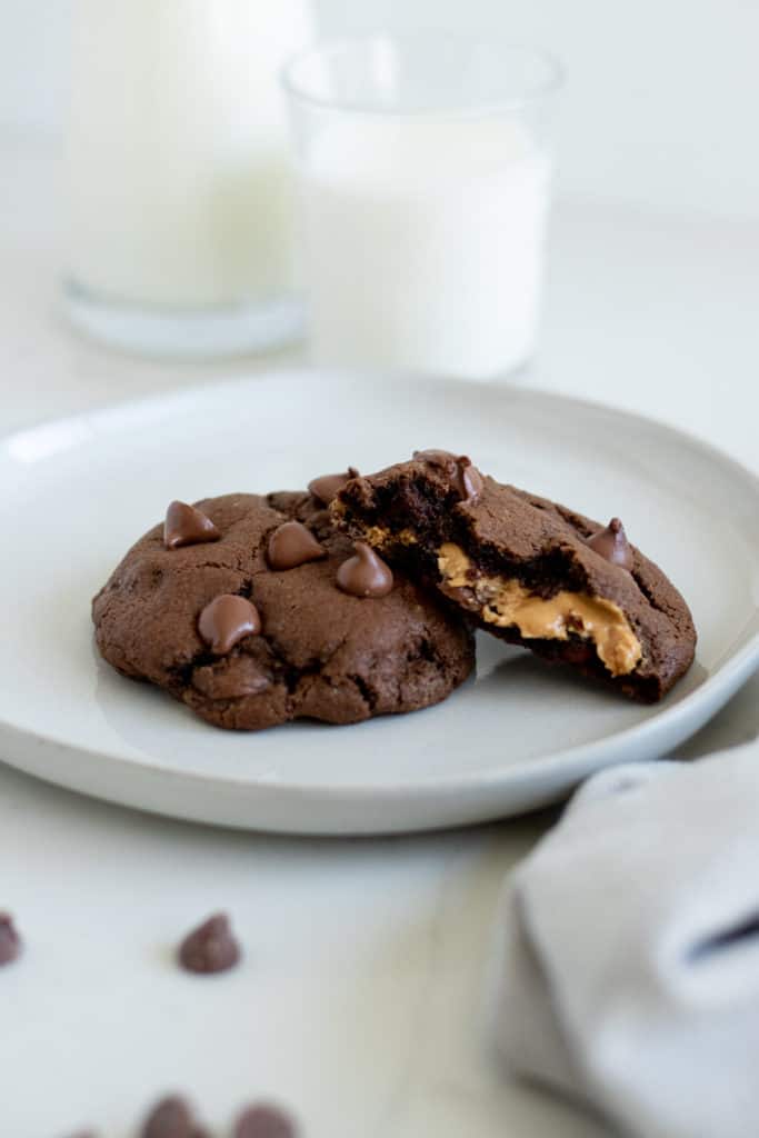 chocolate peanut butter cookies on plate