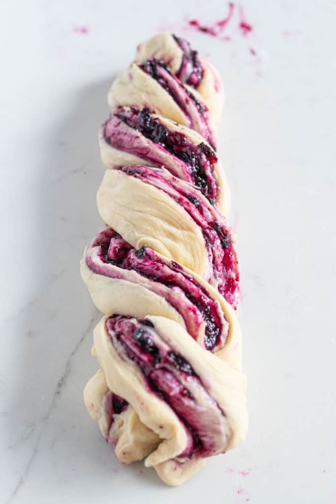 braided blueberry cream cheese babka dough