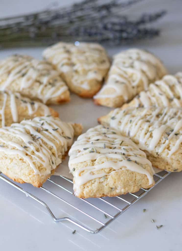 lavender scones on cooling rack