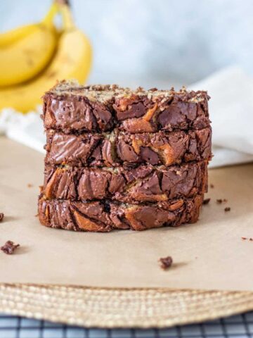 stack of nutella banana bread slices