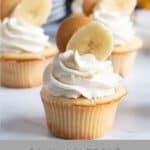 banana pudding cupcakes on counter