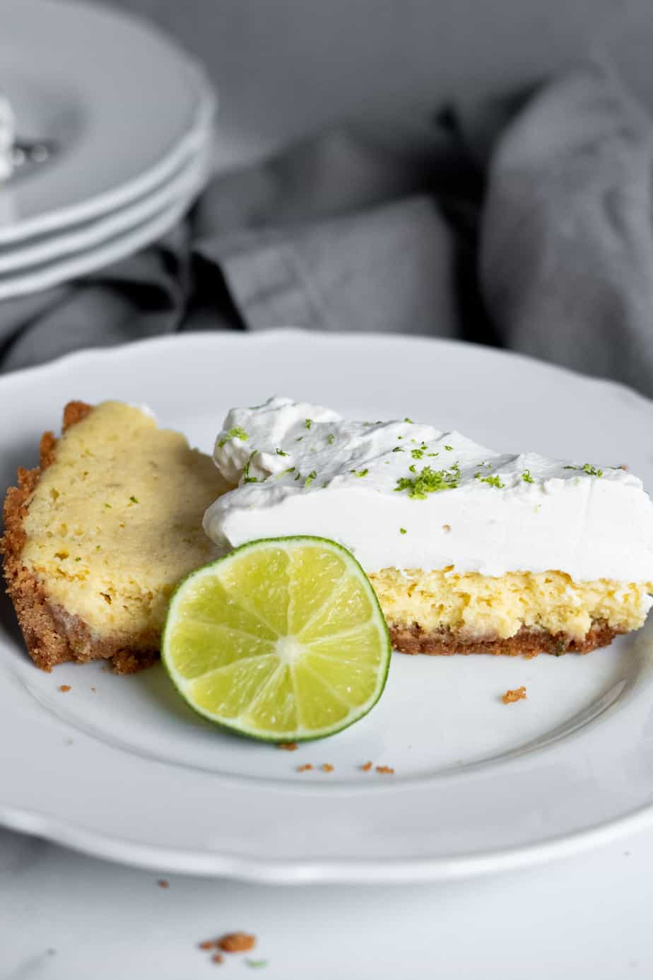 slice of key lime tart on a plate