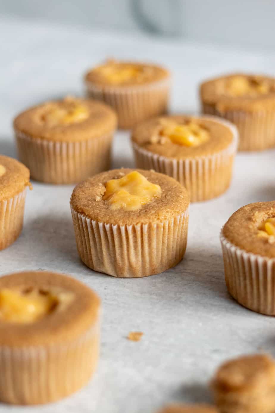 brown sugar cupcakes filled with peach filling 