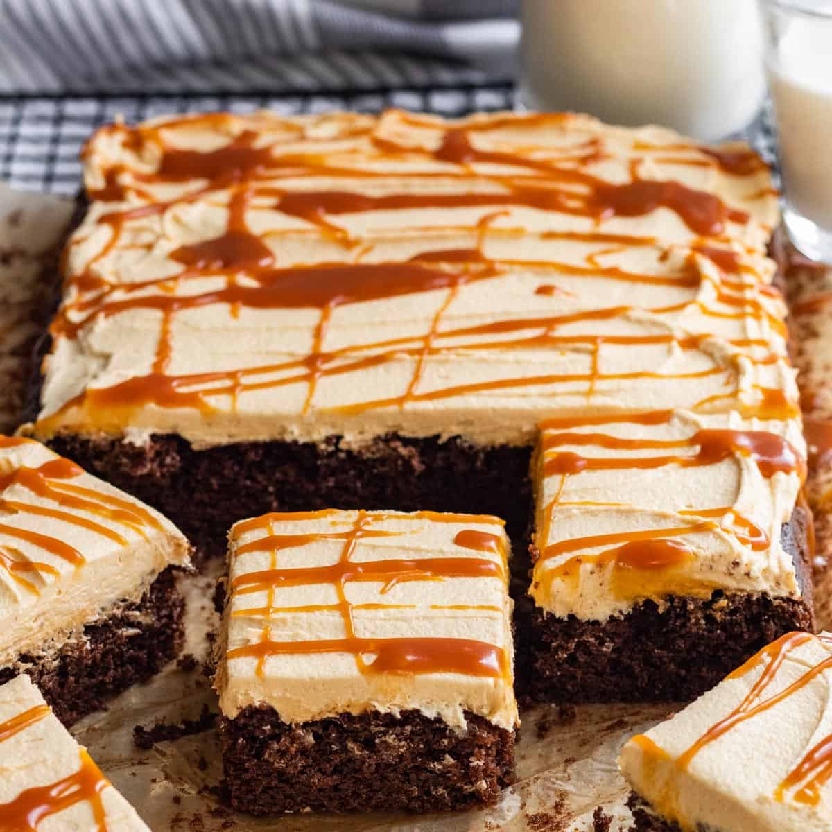 Chocolate Sheet Cake with Salted Caramel Buttercream The Marble Kitchen