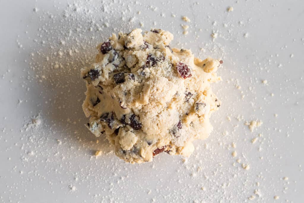 mound of unformed scone dough