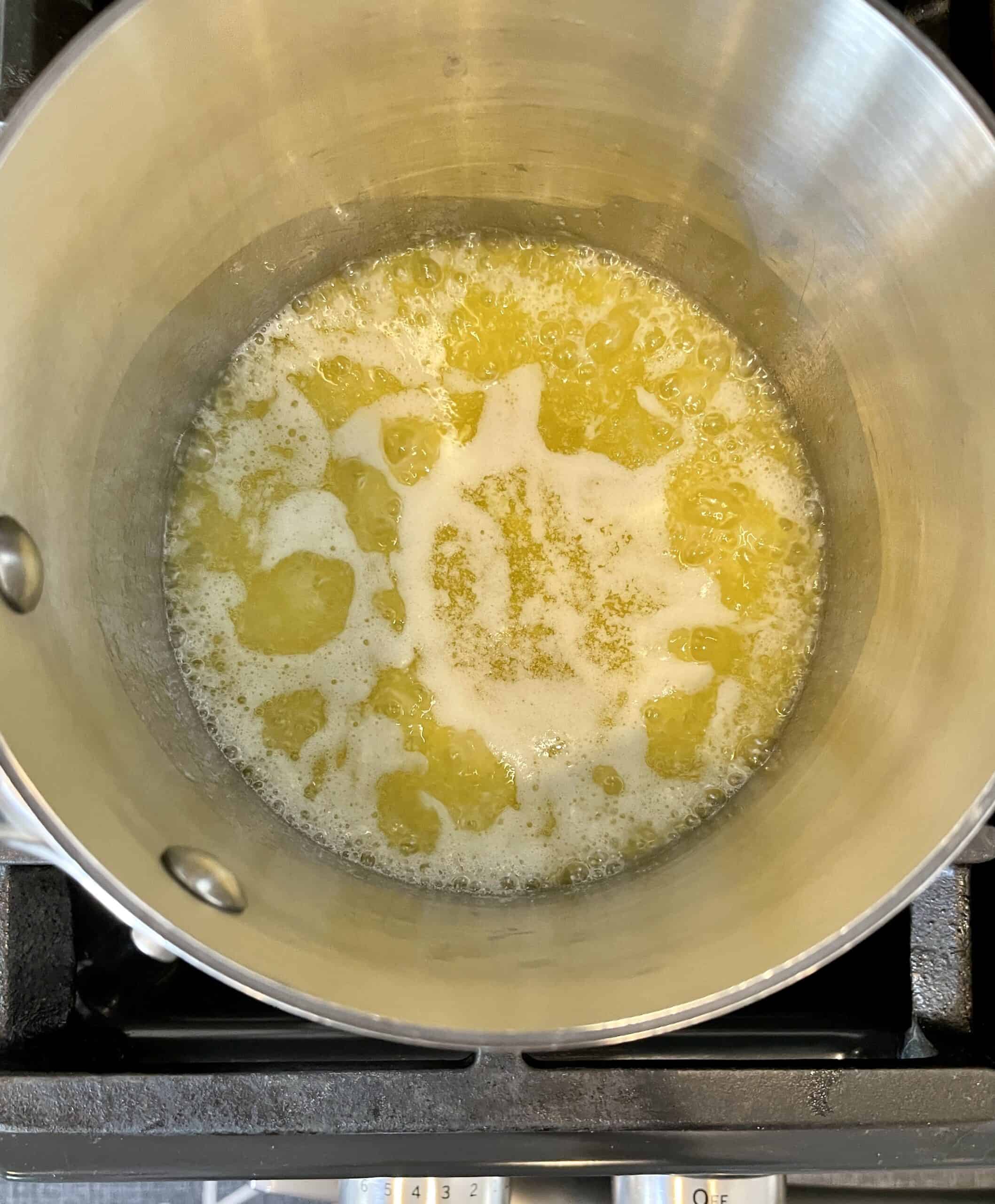 melted butter in a saucepan