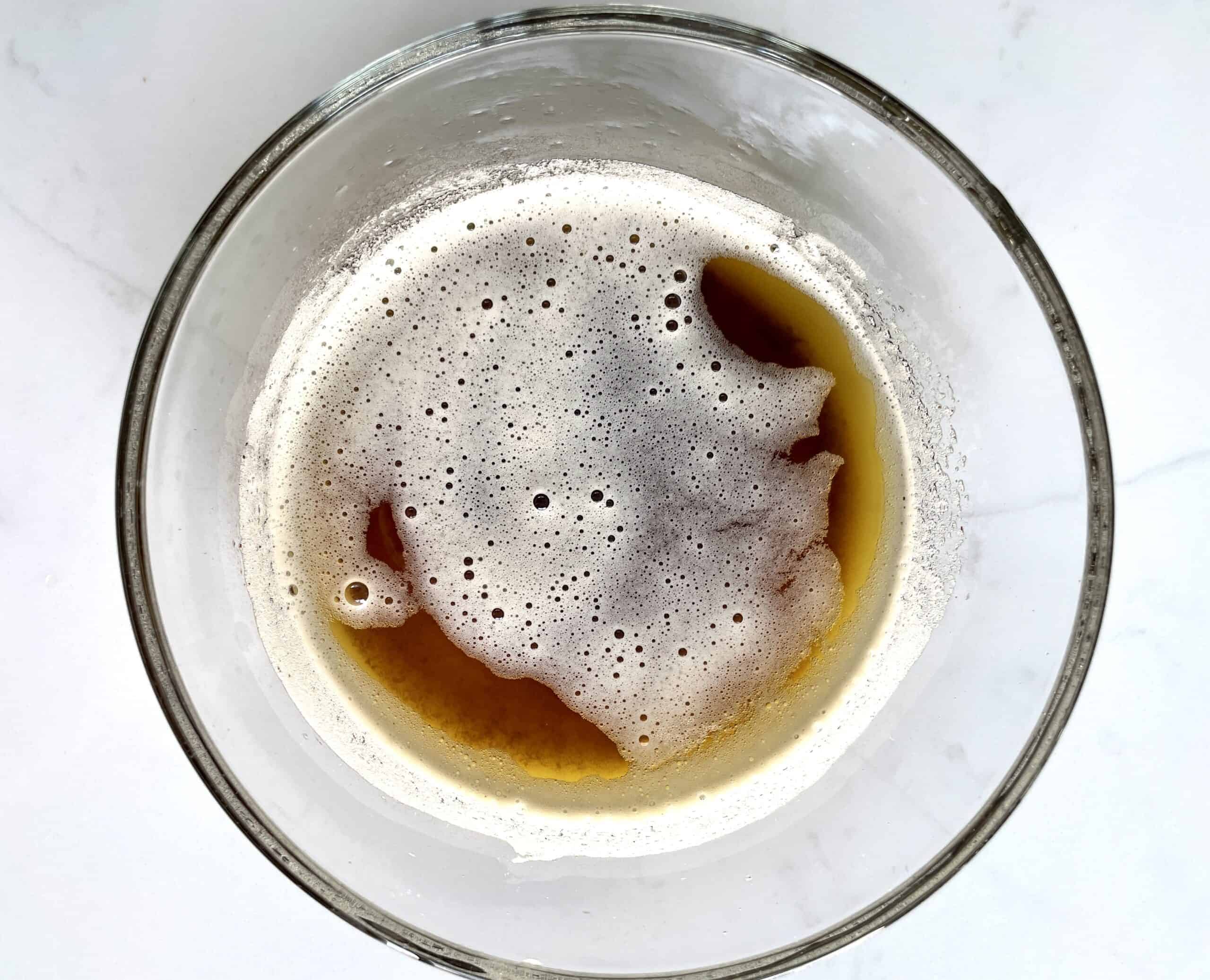 glass bowl of browned butter