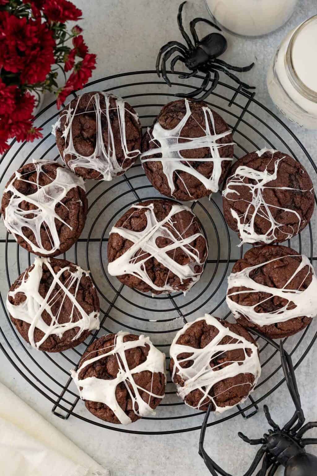 Chocolate Spider Web Halloween Cookies